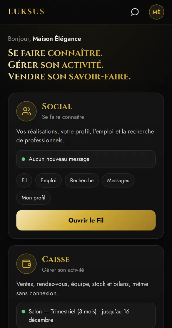 L'accueil LUKSUS : les trois piliers Social, Caisse et Digital
