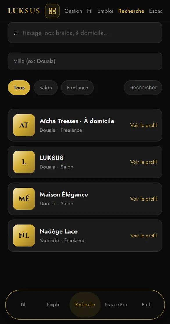 Recherche de professionnels par ville et spécialité